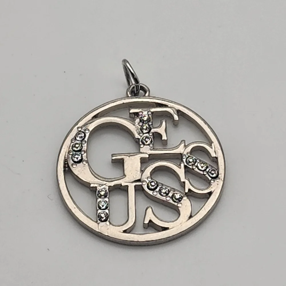 Guess Silver Tone & Rhinestone Round Pendant - Picture 2 of 4